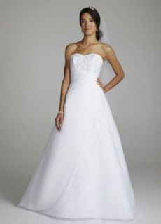 Strapless Organza A Line Wedding Dress with Side Draping Dresses