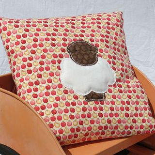 apple print lamb appliqué children's cushion by csevenm