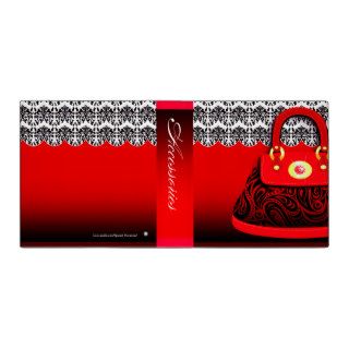 Purse Party Fashion Damask Paisley red 3 Ring Binders