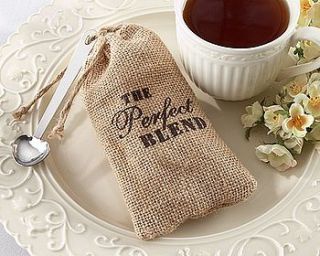 'perfect blend' burlap bag with coffee by hope and willow