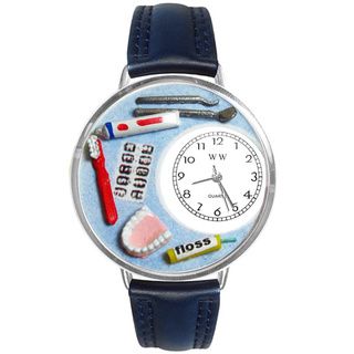 Whimsical Women's Dentist Theme Baby Blue Silvertone Leather Watch Whimsical Women's Whimsical Watches