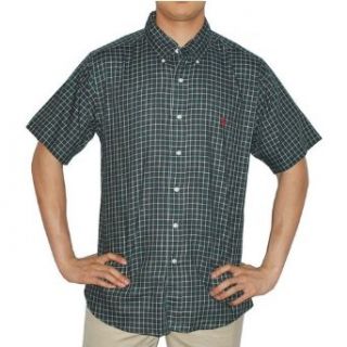 Mens Polo Ralph Lauren dark green plaid print short sleeve Blake shirt. Very high quality that looks great with various styles.(SizeL   53004 53005) Clothing