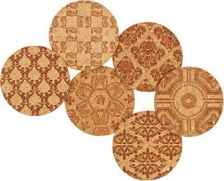 classic damask natural cork coasters by impulse purchase