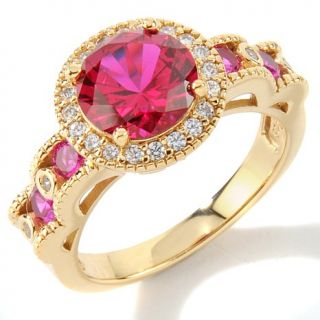 Absolute and Round Created Ruby Scallop Ring   2.54ct