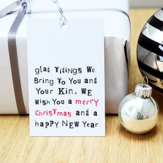 'glad tidings we bring…' christmas gift tags by studio 9 ltd