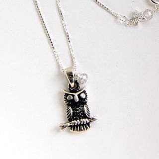 solid sterling silver owl and star necklace by myhartbeading