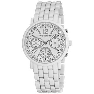 Vernier Woman's White Faux Chrono Sparkle Watch Vernier Women's Vernier Watches