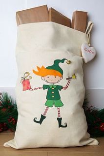 personalised elf santa sack by santa sacks
