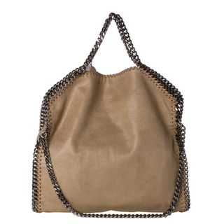 Stella McCartney 'Falabella' Beige Shaggy Deer Fold over Tote Stella McCartney Designer Handbags