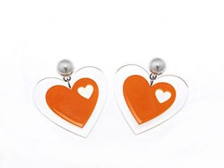 pearl and acrylic heart earrings by anna lou of london