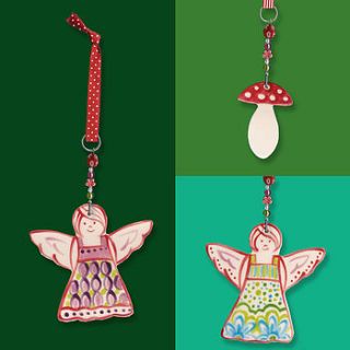 colour angel mushroom hanging decoration by roelofs & rubens