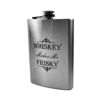 8oz Whiskey Makes Me Frisky Flask L1 Kitchen & Dining