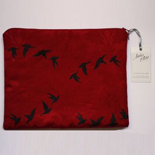 cosmetics and travel bag with swooping birds by amber elise prints