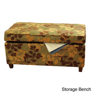 Chenille Leaf Brown and Tan Bench Benches