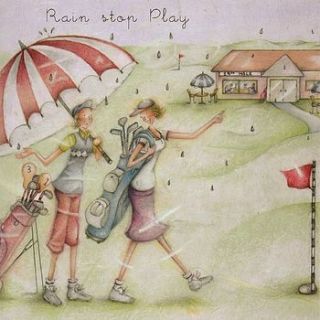 rain stop play female golf birthday card by pippins gift company