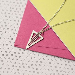 art deco geometric triangle charm necklace by dowse