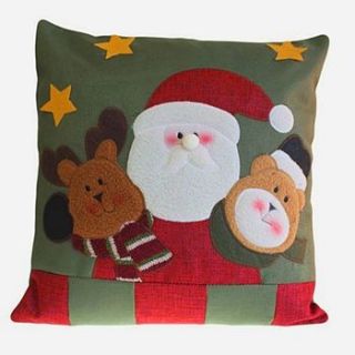 santa and friends christmas cushion by sleepyheads