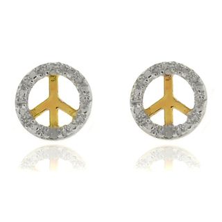 Finesque 18k Gold Overlay Diamond Accent Peace Symbol Earrings Finesque Diamond Earrings