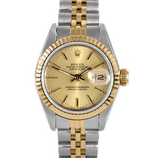 Pre Owned Rolex Women's Two Tone Datejust Watch with Champagne Dial Rolex Women's Pre Owned Rolex Watches