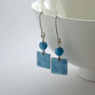 enamel and silver square earrings by anna clark studio