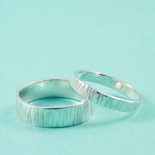 bark effect wedding bands in silver or gold by fragment designs