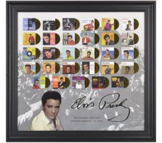 Elvis Presley Framed Number One Hits w/Mini Gold Foil Records —