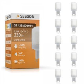 SEBSON 10er Pack G9 LED Lampe 2,6W 230lm (Ersetzt 25W) [Warm Wei   SMD LED Leuchtmittel   160 Abstrahlwinkel] Beleuchtung