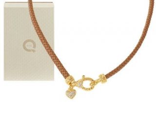 Judith Ripka 14K Clad Braided Necklace with Heart Charm —