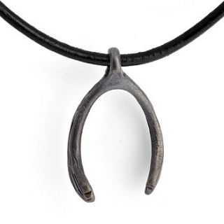 brass wishbone pendant by james newman jewellery
