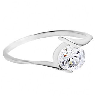 Stainless Steel Round Cubic Zirconia Solitaire Ring West Coast Jewelry Cubic Zirconia Rings