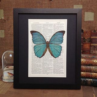 antique paper upcycled butterfly art print by roo abrook