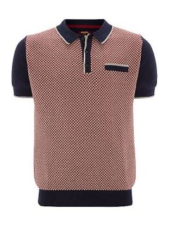 Merc Check knitted polo Navy