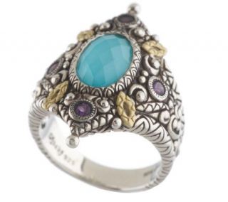 Barbara Bixby Turquoise Doublet & Amethyst Ring, Sterling/ 18K —