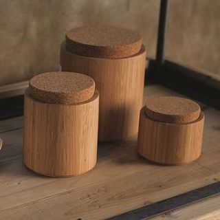 bamboo and cork canisters by green tulip ethical living