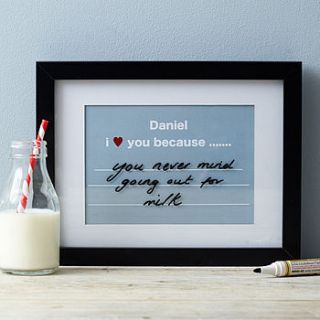 framed personalised changeable message print by little bird designs