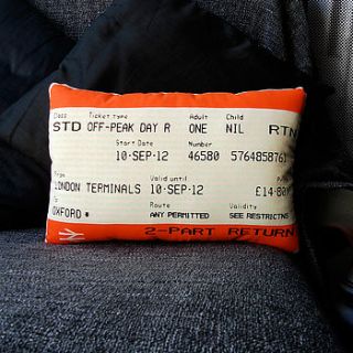 oxford train ticket cushion   september by ashley allen
