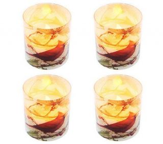 Set of 4 Flameless Glass Holiday Votives with Timer by Valerie —