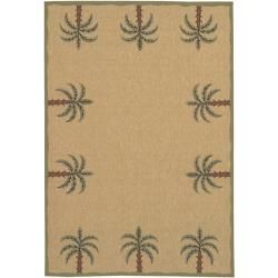Picnic Beige Palm Tree Border Indoor/Outdoor Rug (2'3 x 4'6) Surya Accent Rugs