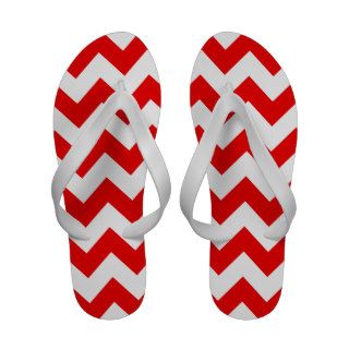 Red Chevron Pattern Flip Flops