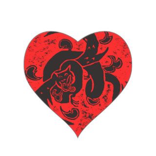 Flying Black Dragon Heart Stickers