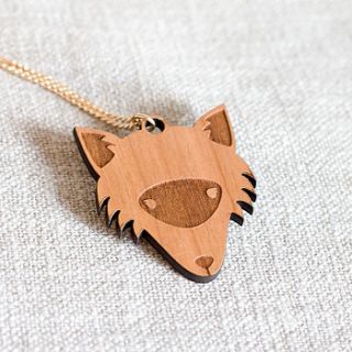 wooden fox necklace by finest imaginary