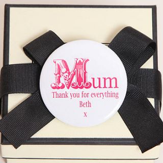 mum personalised message keyring or badge by red berry apple