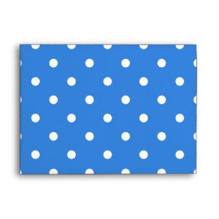 Blue and White Polka Dot Pattern Monogram. Custom. Envelope