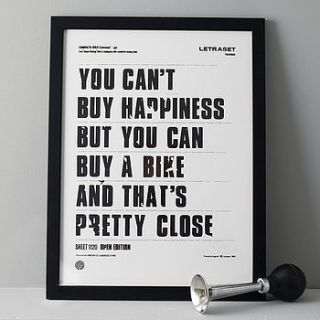 'you can't buy happiness' screen print by anthony oram