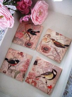 bird ceramic coasters by the hiding place