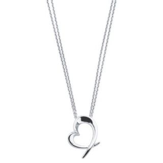 She Sterling Silver Open Heart Pendant Necklace 