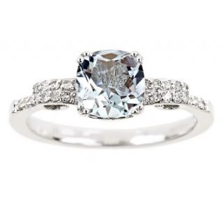1.00 ctw Aquamarine & 1/10 cttw Diamond Ring, Sterling —
