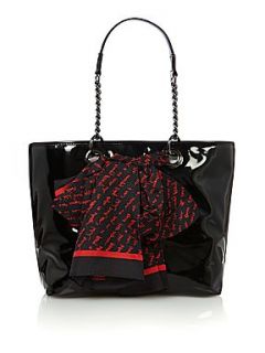 DKNY Black small patent scarf tote bag