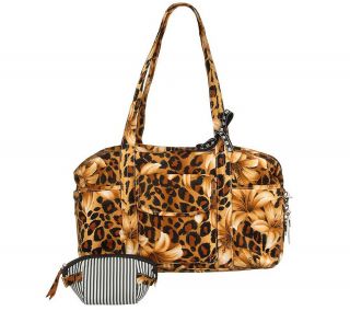 KathyVanZeeland Printed Canvas Duffel Bag with Cosmetic Case —