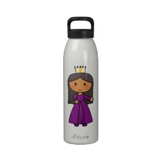 Cartoon Clip Art Cute Princess with Tiara Drinking Bottle